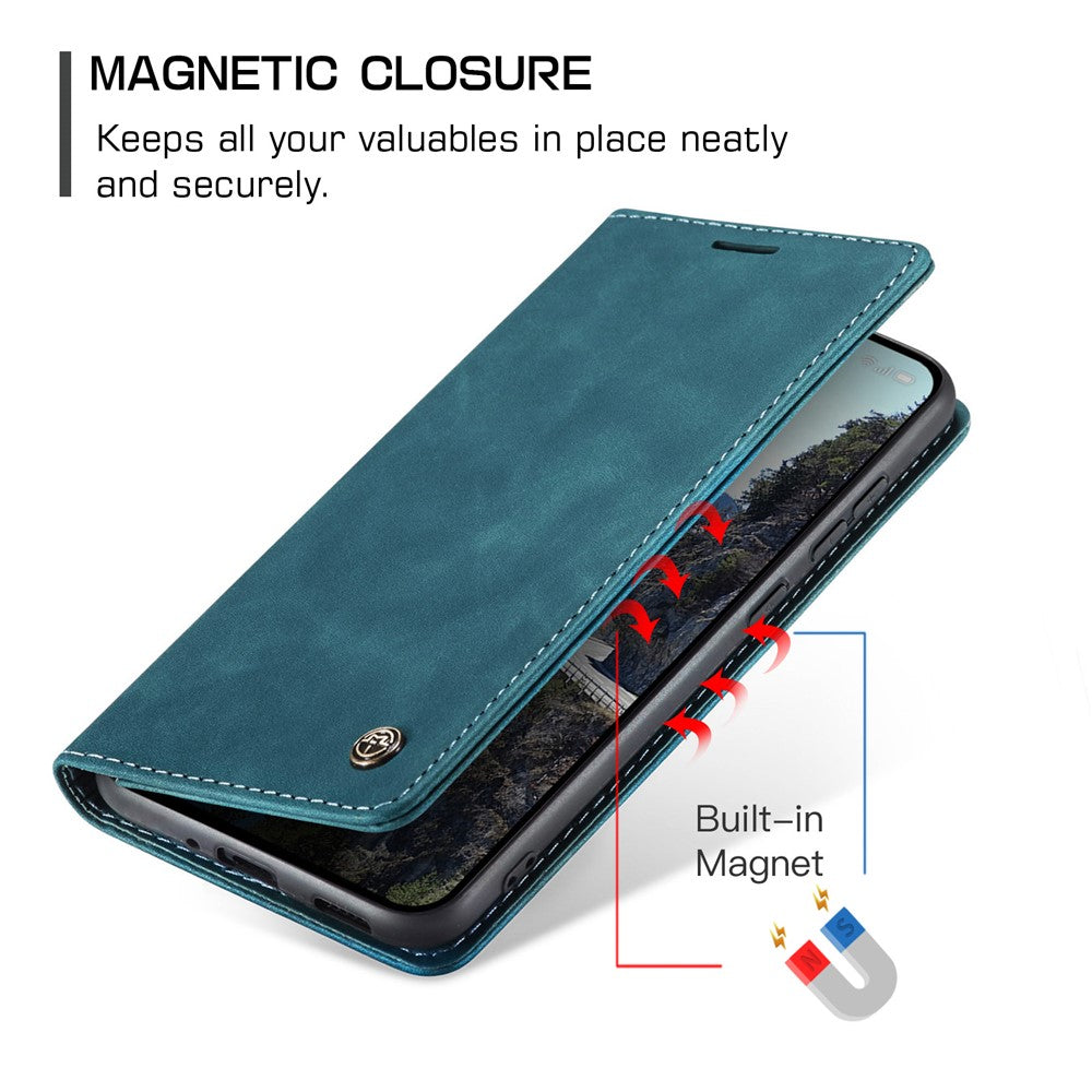 For Oppo Reno13 5G (Global) Wallet Case CASEME 013 Series PU Leather Phone Cover Stand - Blue