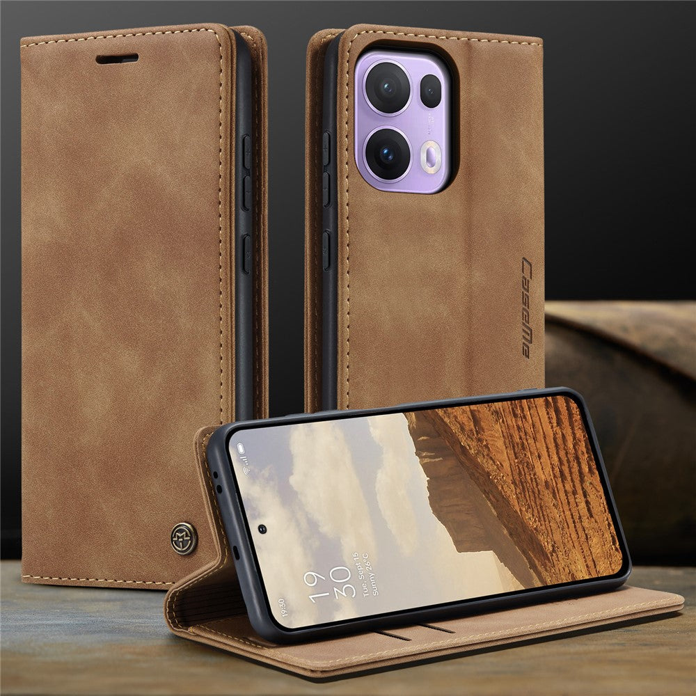 For Oppo Reno13 Pro 5G Wallet Case CASEME 013 Series PU Leather Phone Cover Stand - Brown