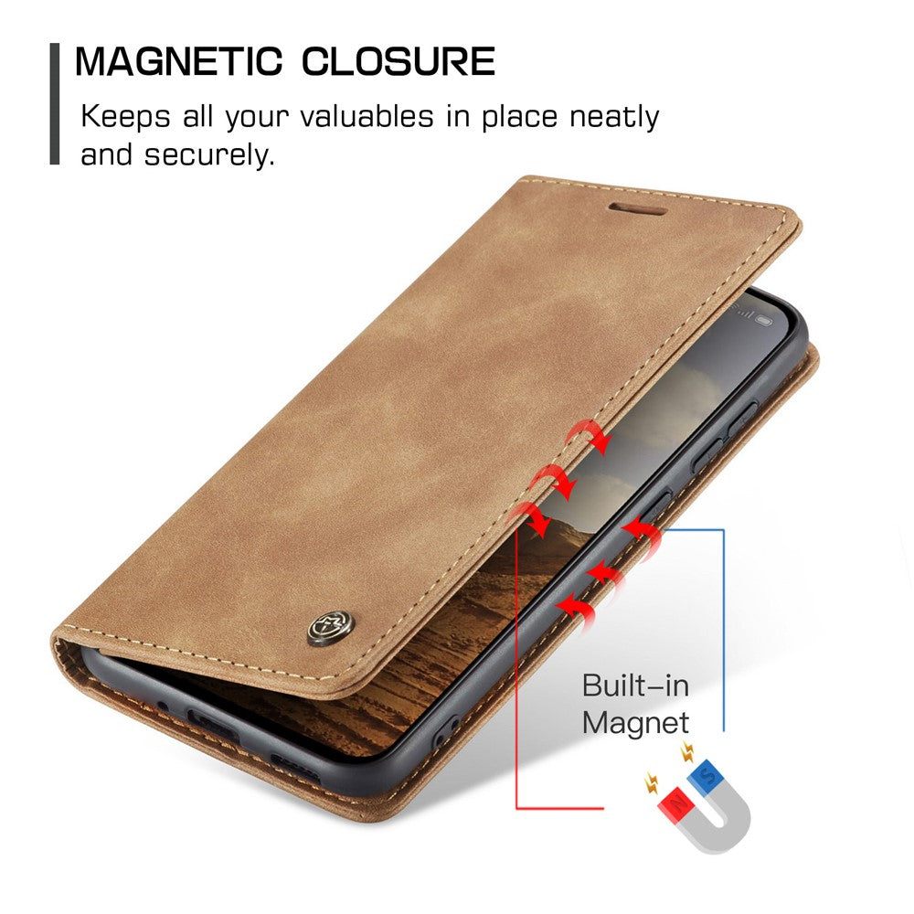 For Oppo Reno13 Pro 5G Wallet Case CASEME 013 Series PU Leather Phone Cover Stand - Brown