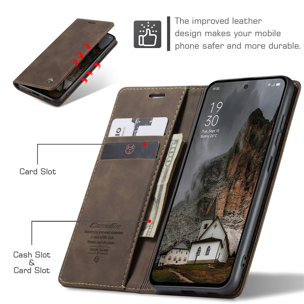 For Oppo Reno13 Pro 5G Wallet Case CASEME 013 Series PU Leather Phone Cover Stand - Coffee