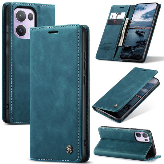 For Oppo Reno13 Pro 5G Wallet Case CASEME 013 Series PU Leather Phone Cover Stand - Blue