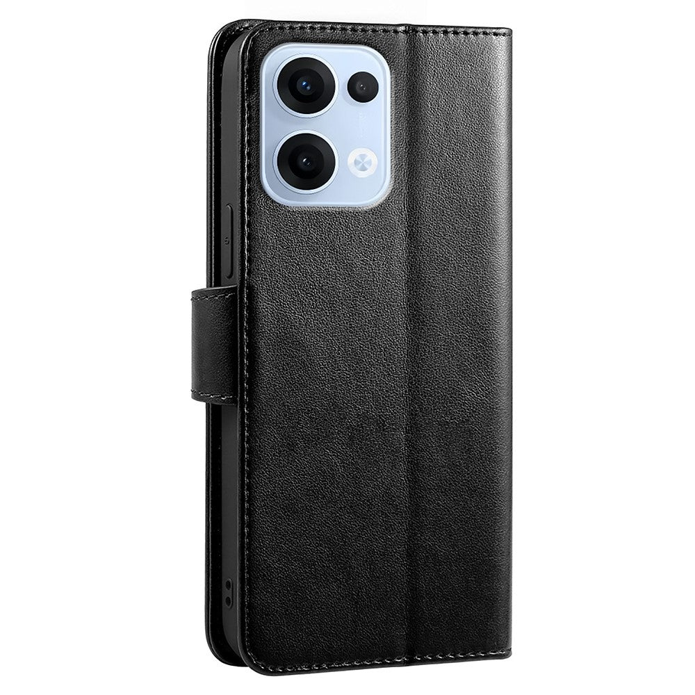 For Oppo Reno13 5G (Global) Case Stand Card Holder Wallet Leather Phone Cover - Black