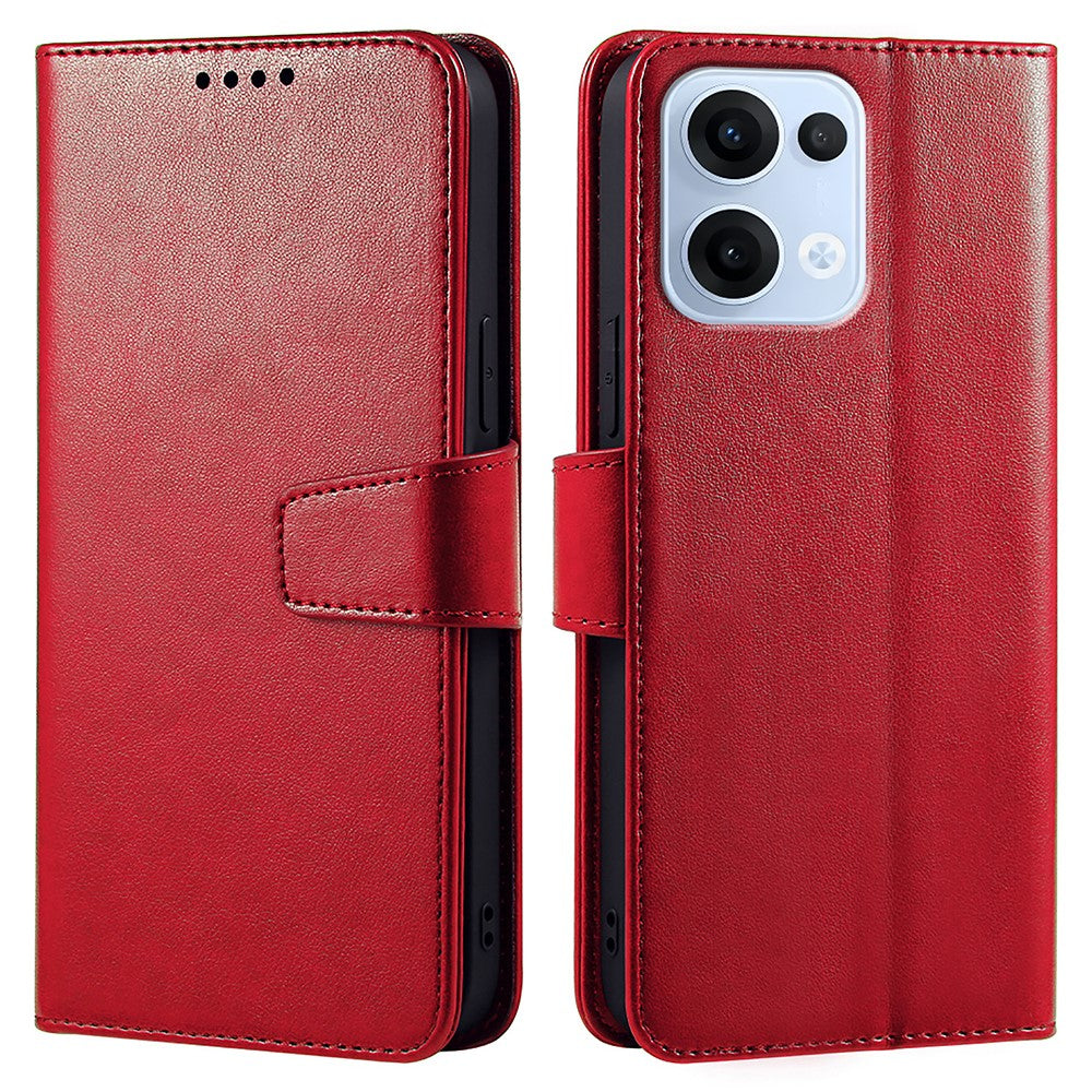 For Oppo Reno13 5G (Global) Case Stand Card Holder Wallet Leather Phone Cover - Red