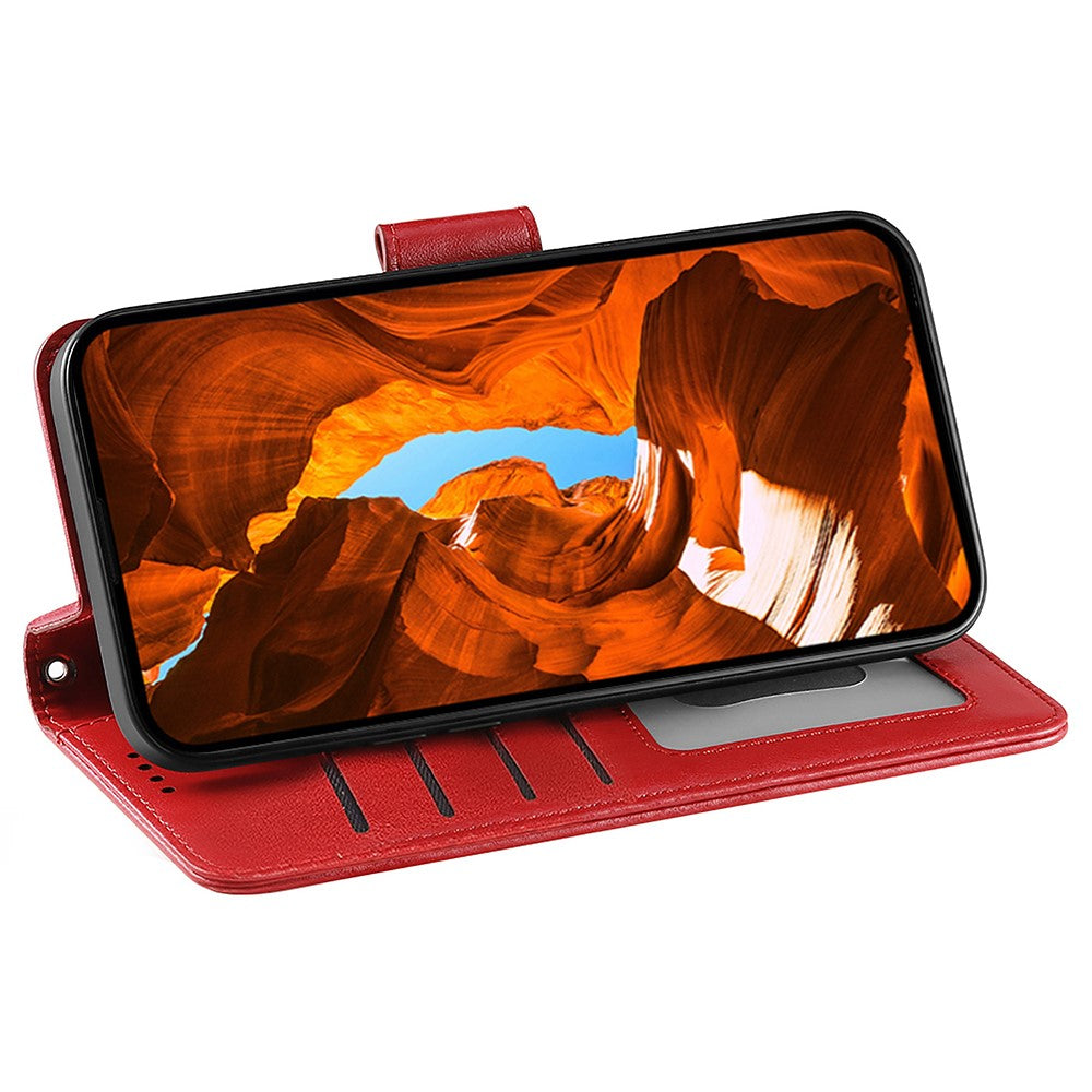 For Oppo Reno13 5G (Global) Case Stand Card Holder Wallet Leather Phone Cover - Red