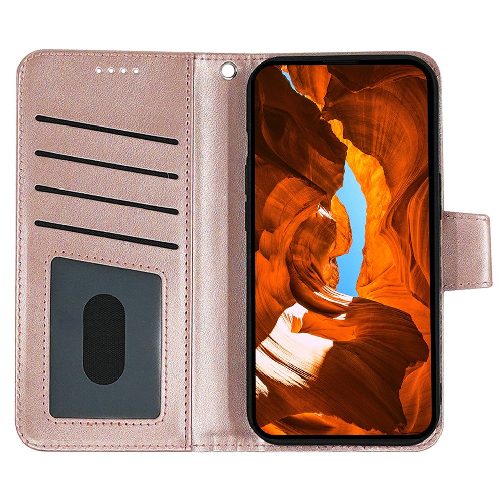 For Oppo Reno13 5G (Global) Case Stand Card Holder Wallet Leather Phone Cover - Rose Gold