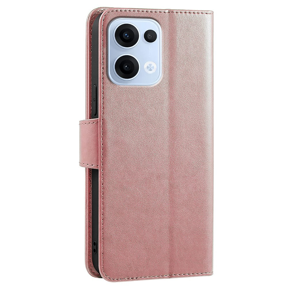 For Oppo Reno13 5G (Global) Case Stand Card Holder Wallet Leather Phone Cover - Rose Gold