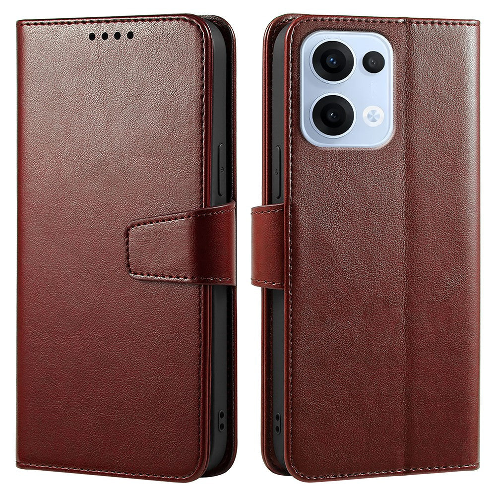For Oppo Reno13 5G (Global) Case Stand Card Holder Wallet Leather Phone Cover - Brown