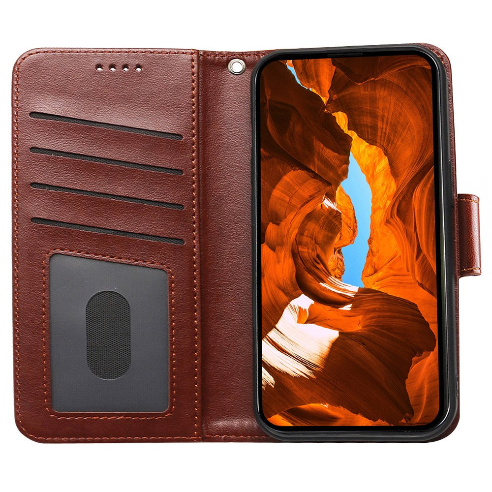 For Oppo Reno13 5G (Global) Case Stand Card Holder Wallet Leather Phone Cover - Brown