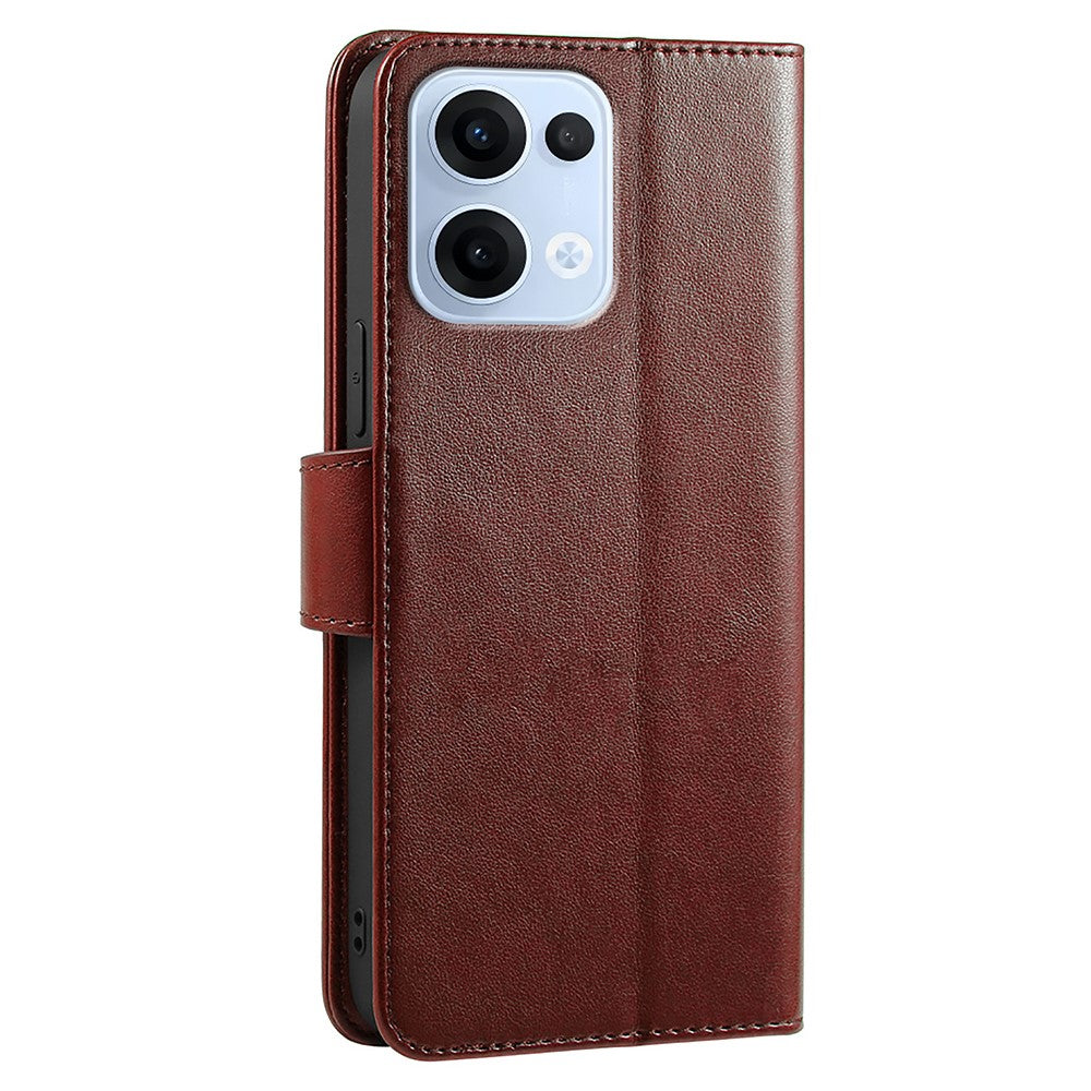 For Oppo Reno13 5G (Global) Case Stand Card Holder Wallet Leather Phone Cover - Brown
