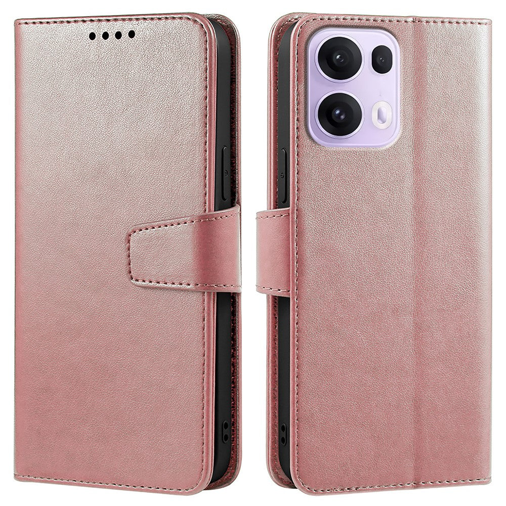 For Oppo Reno13 Pro 5G Case Stand Card Holder Wallet Leather Phone Cover - Rose Gold