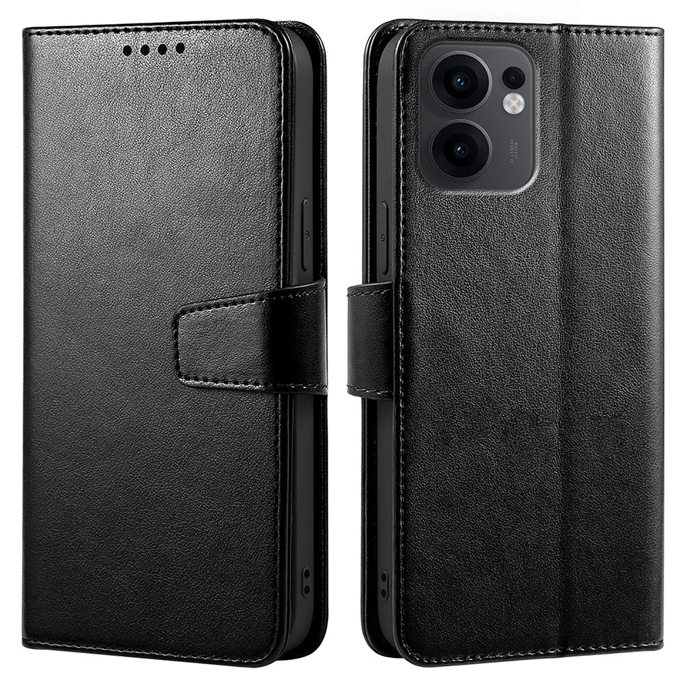 For Oppo Reno13 F 4G / 5G Case Stand Card Holder Wallet Leather Phone Cover - Black