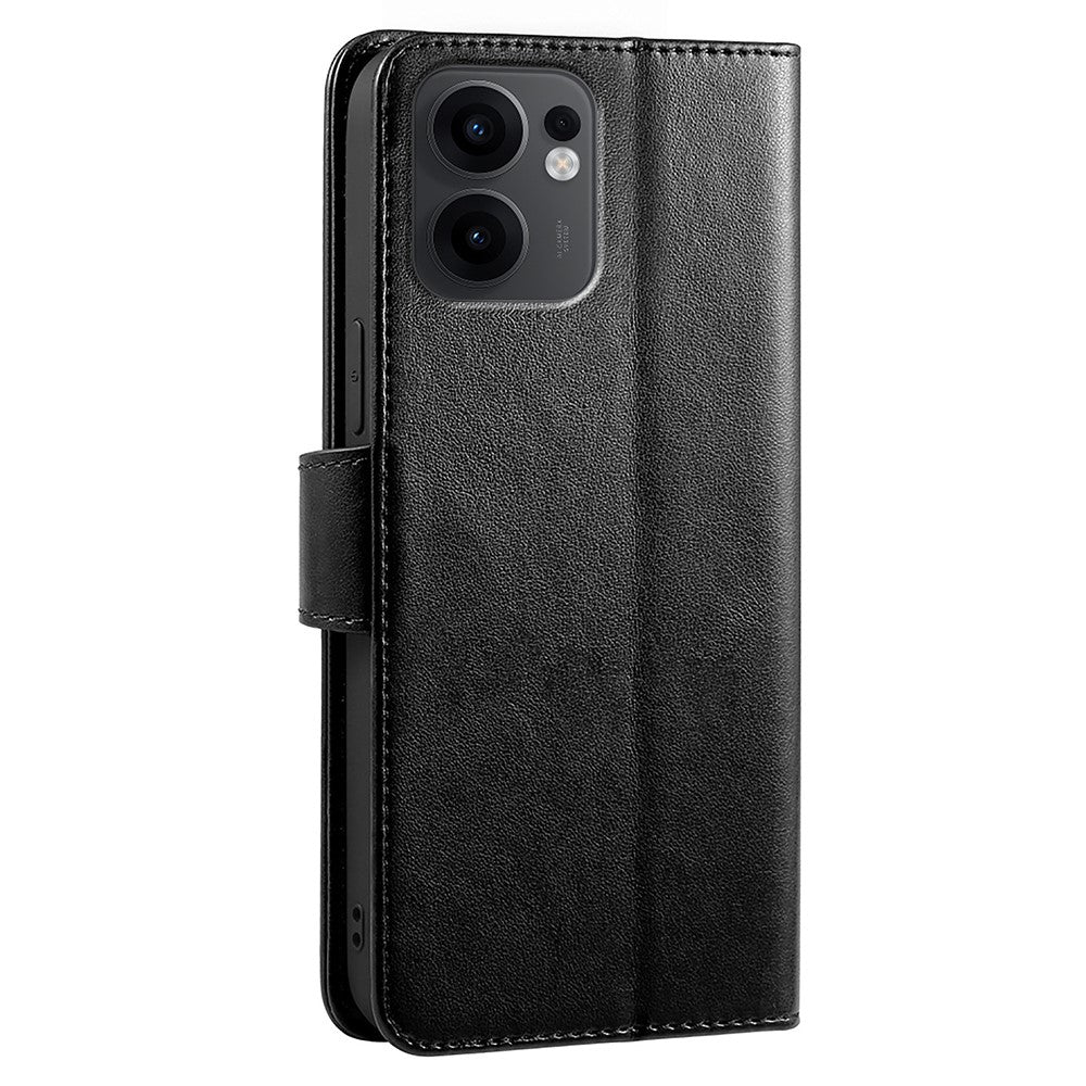 For Oppo Reno13 F 4G / 5G Case Stand Card Holder Wallet Leather Phone Cover - Black