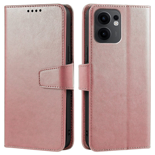 For Oppo Reno13 F 4G / 5G Case Stand Card Holder Wallet Leather Phone Cover - Rose Gold