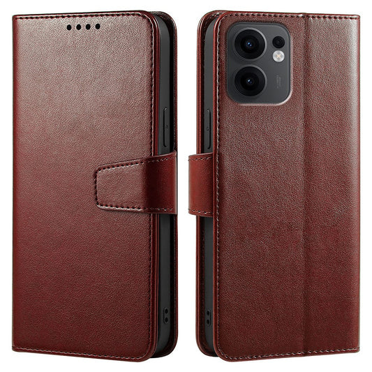 For Oppo Reno13 F 4G / 5G Case Stand Card Holder Wallet Leather Phone Cover - Brown