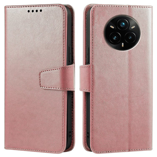 For Realme 14 Pro+ 5G Case Stand Card Holder Wallet Leather Phone Cover - Rose Gold
