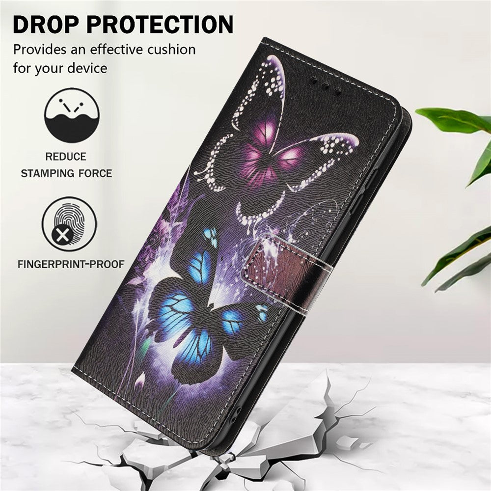 YX-2501 For Oppo Reno13 5G (Global) Case Pattern Printing PU Leather Wallet Phone Cover with Lanyard - Two Butterflies