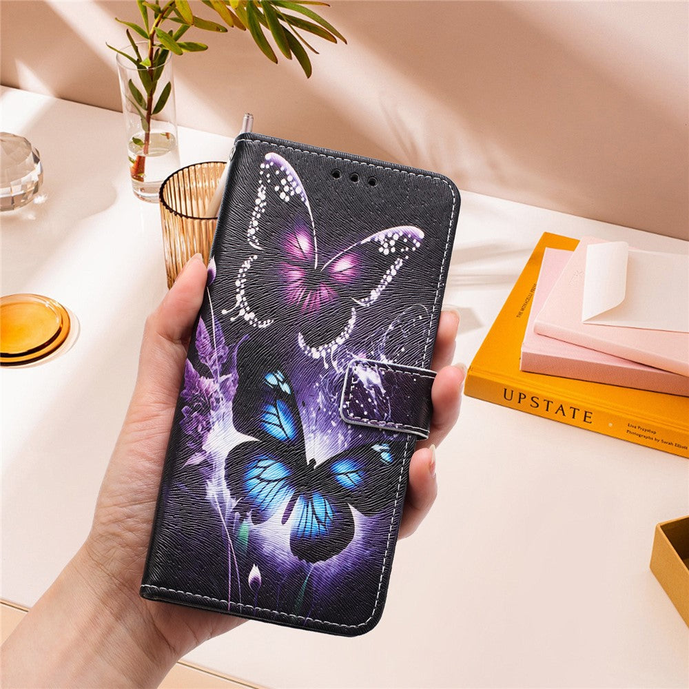 YX-2501 For Oppo Reno13 5G (Global) Case Pattern Printing PU Leather Wallet Phone Cover with Lanyard - Two Butterflies