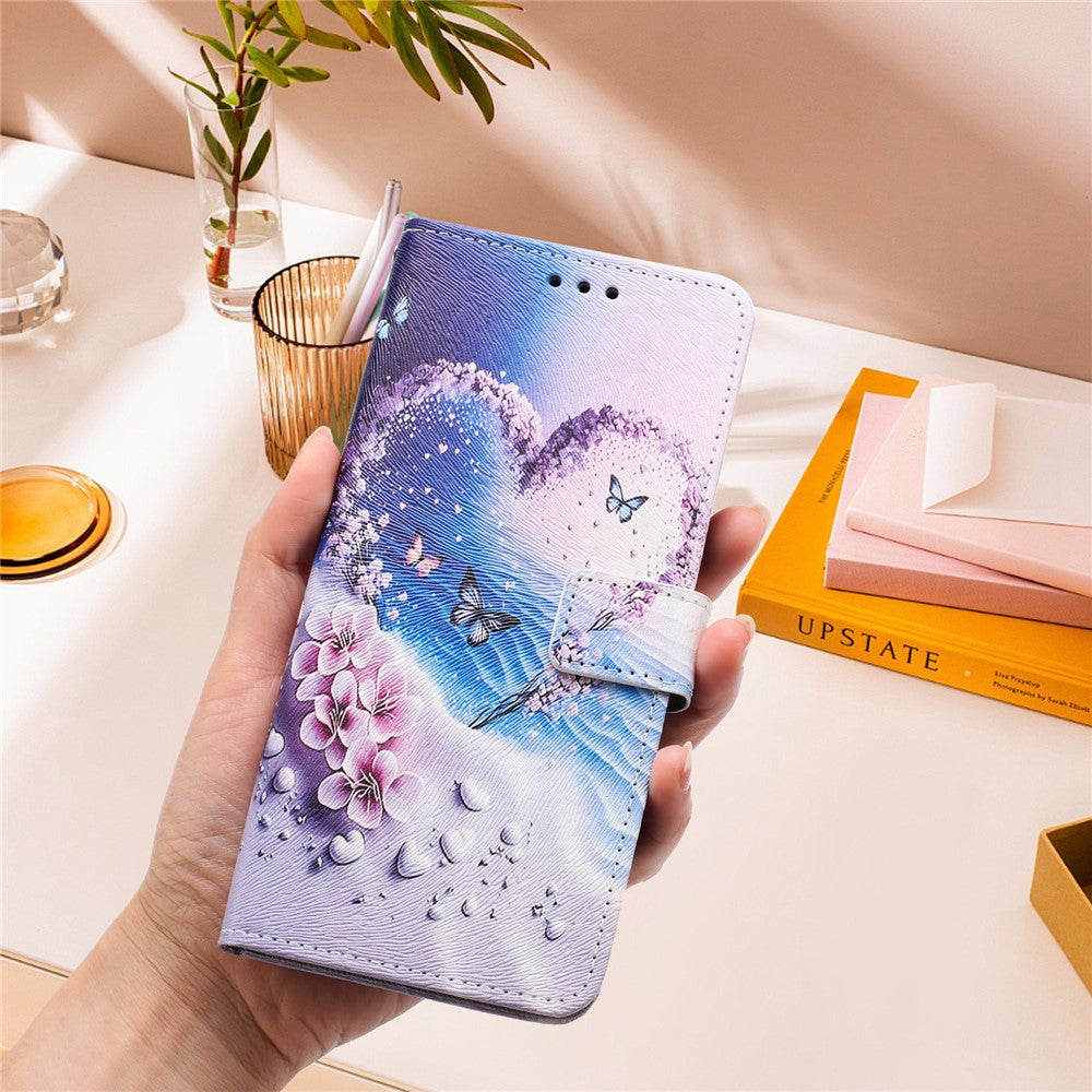YX-2501 For Oppo Reno13 5G (Global) Case Pattern Printing PU Leather Wallet Phone Cover with Lanyard - Heart Butterfly