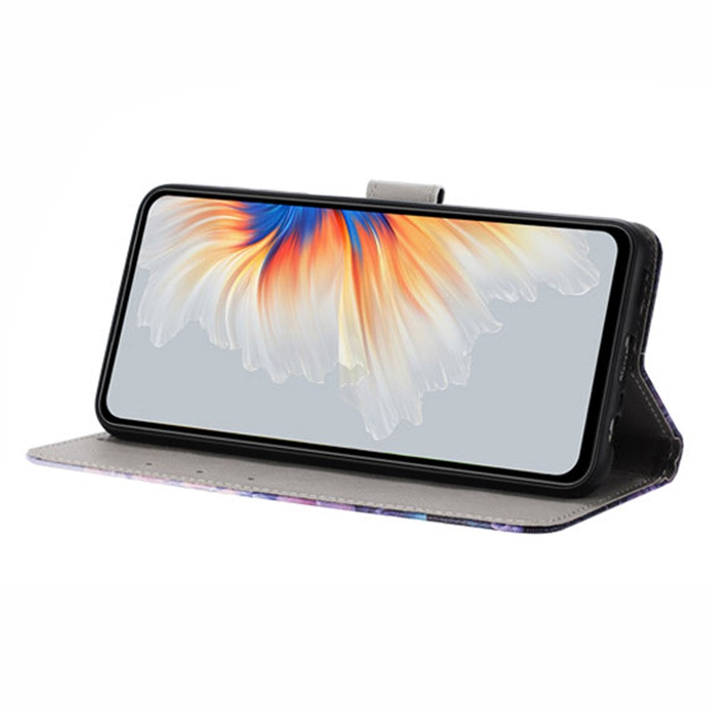 YX-2501 For Oppo Reno13 Pro 5G Case Pattern Printing PU Leather Wallet Phone Cover with Lanyard - Purple Rose