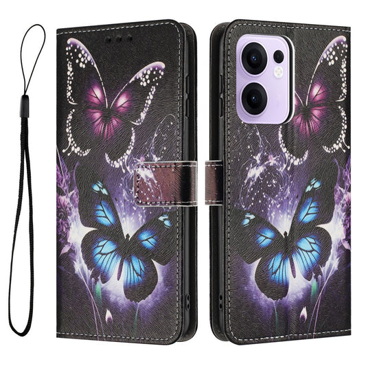 YX-2501 For Oppo Reno13 F 5G  /  4G Case Pattern Printing PU Leather Wallet Phone Cover with Lanyard - Two Butterflies