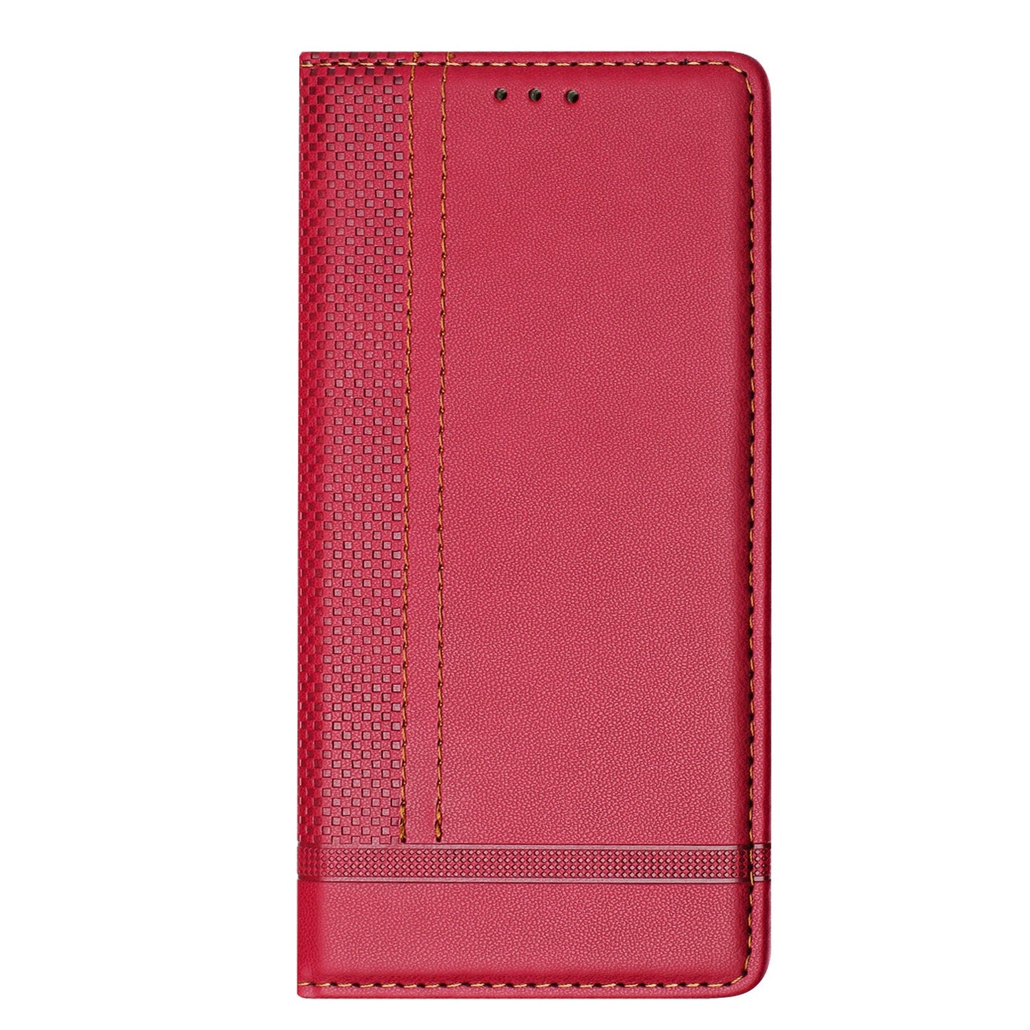 For Samsung Galaxy M16 5G / Galaxy F16 5G Case L-Shaped Grid Pattern Leather Stand Phone Cover with Card Slots - Red