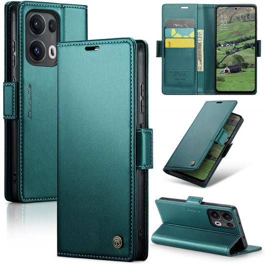 For Oppo Reno13 Pro 5G Case CASEME 023 Series RFID Blocking Leather Wallet Stand Phone Cover - Green
