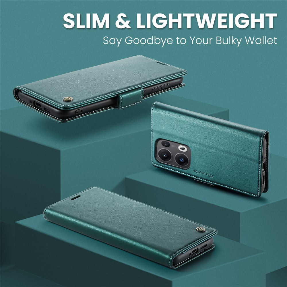 For Oppo Reno13 Pro 5G Case CASEME 023 Series RFID Blocking Leather Wallet Stand Phone Cover - Green
