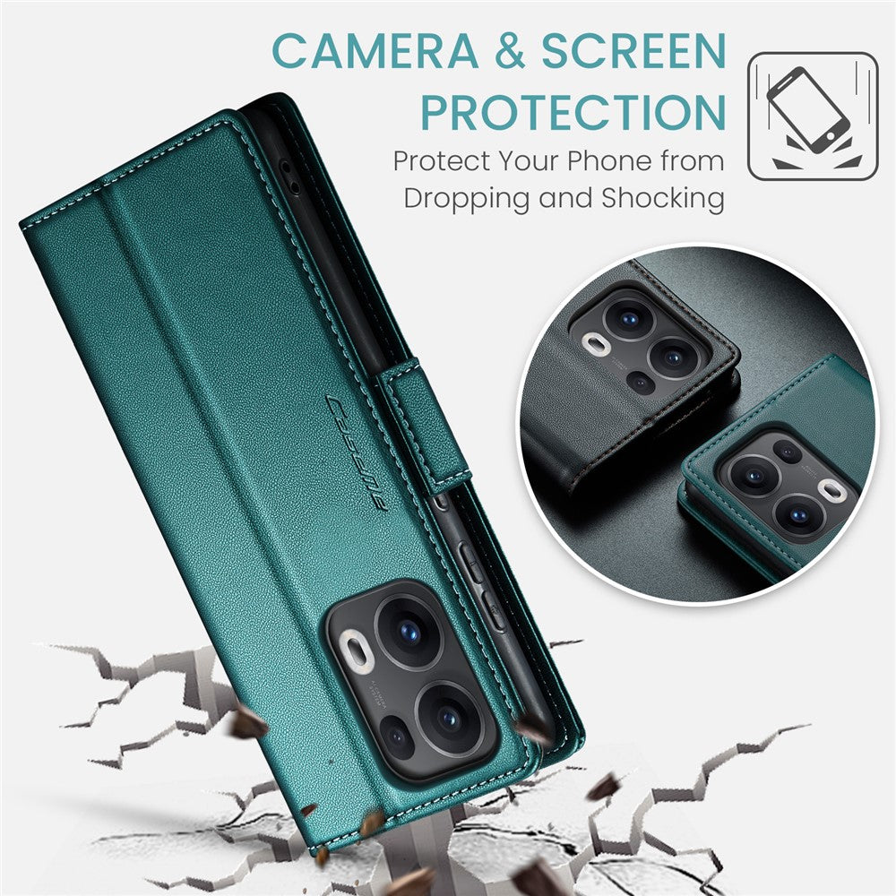 For Oppo Reno13 Pro 5G Case CASEME 023 Series RFID Blocking Leather Wallet Stand Phone Cover - Green