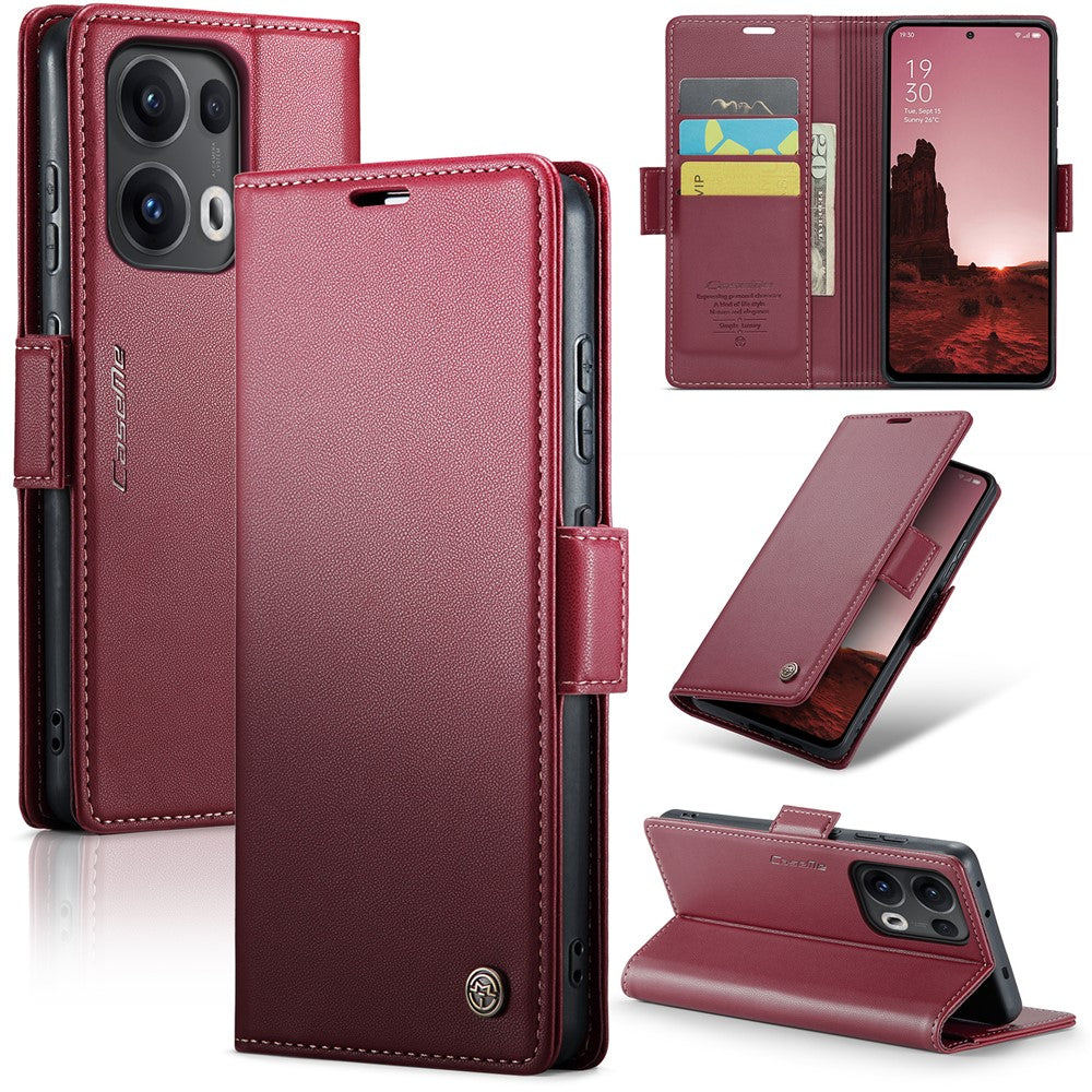 For Oppo Reno13 Pro 5G Case CASEME 023 Series RFID Blocking Leather Wallet Stand Phone Cover - Red