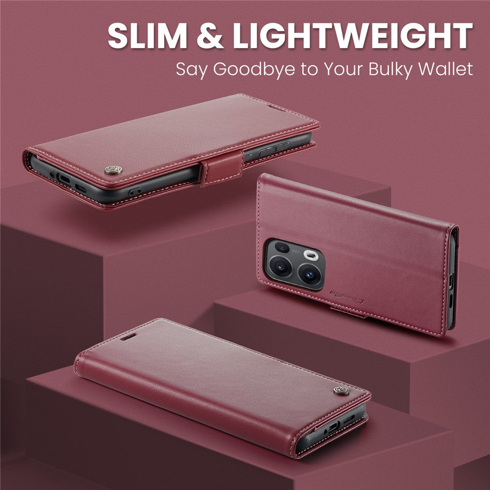 For Oppo Reno13 Pro 5G Case CASEME 023 Series RFID Blocking Leather Wallet Stand Phone Cover - Red