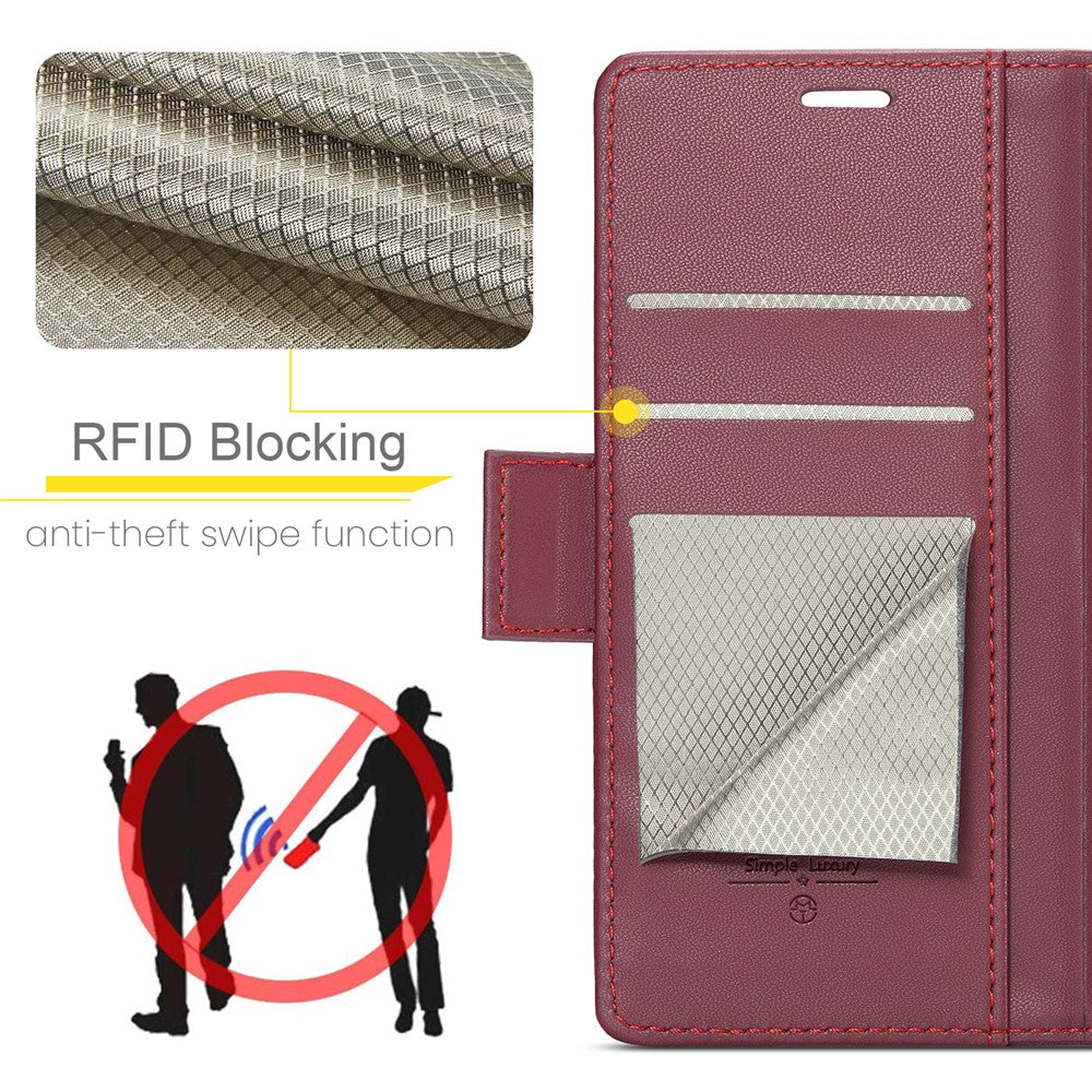 For Oppo Reno13 Pro 5G Case CASEME 023 Series RFID Blocking Leather Wallet Stand Phone Cover - Red