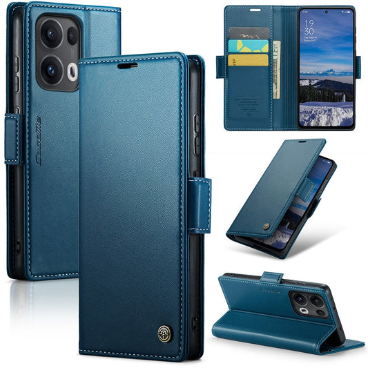 For Oppo Reno13 Pro 5G Case CASEME 023 Series RFID Blocking Leather Wallet Stand Phone Cover - Blue