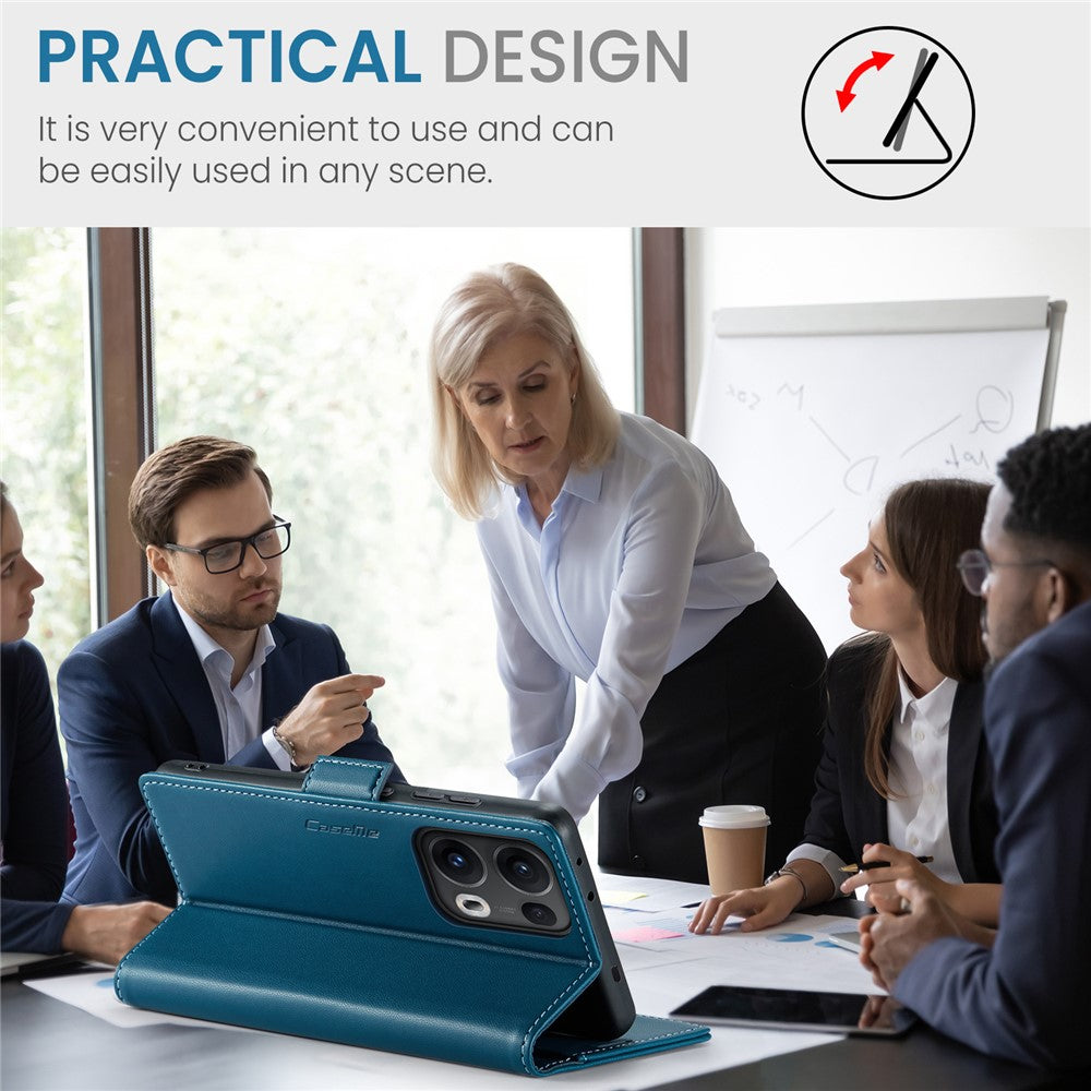 For Oppo Reno13 Pro 5G Case CASEME 023 Series RFID Blocking Leather Wallet Stand Phone Cover - Blue