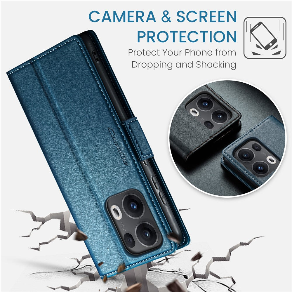 For Oppo Reno13 Pro 5G Case CASEME 023 Series RFID Blocking Leather Wallet Stand Phone Cover - Blue