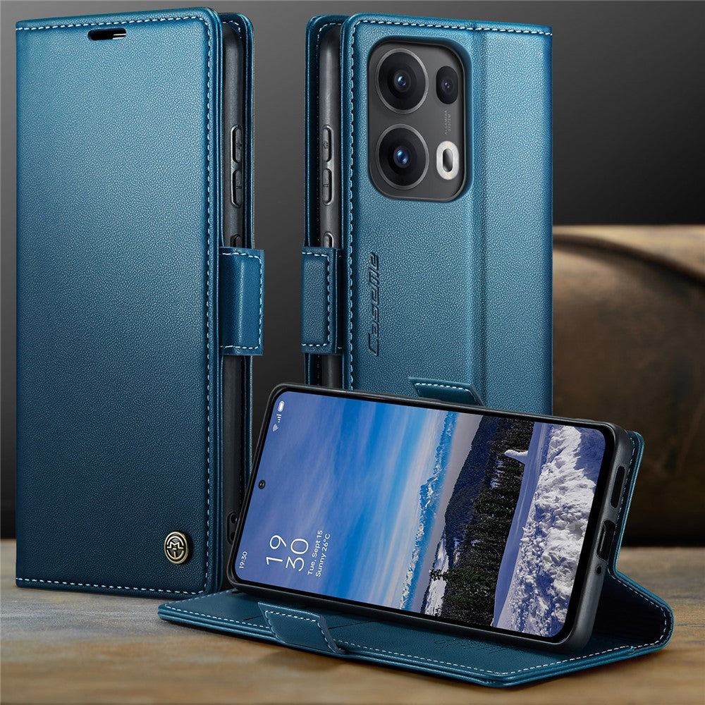 For Oppo Reno13 Pro 5G Case CASEME 023 Series RFID Blocking Leather Wallet Stand Phone Cover - Blue