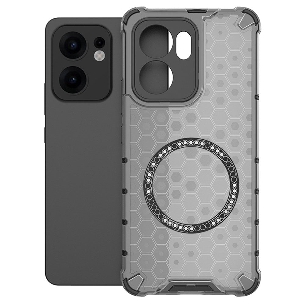 For Oppo Reno13 F 5G Case Compatible with MagSafe Honeycomb Design TPU + PC Phone Cover - Grey