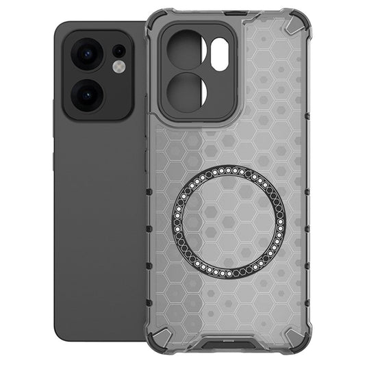 For Oppo Reno13 F 5G Case Compatible with MagSafe Honeycomb Design TPU + PC Phone Cover - Grey