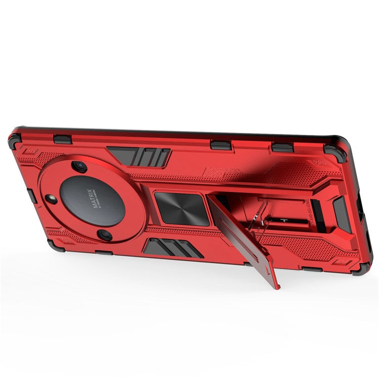 For Honor X40 5G Kickstand Protective Phone Case Drop-proof Hard PC Soft TPU Hybrid Cover - Red