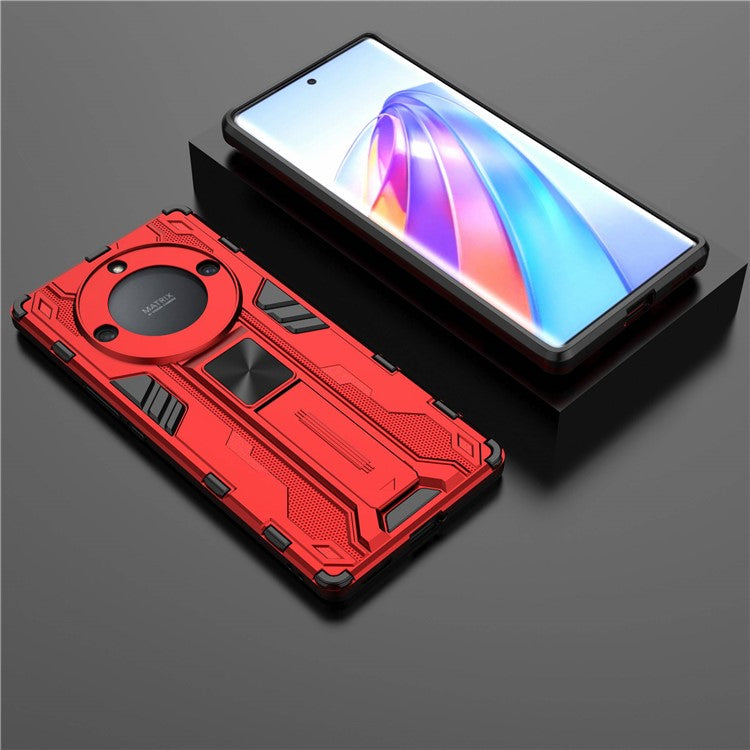 For Honor X40 5G Kickstand Protective Phone Case Drop-proof Hard PC Soft TPU Hybrid Cover - Red