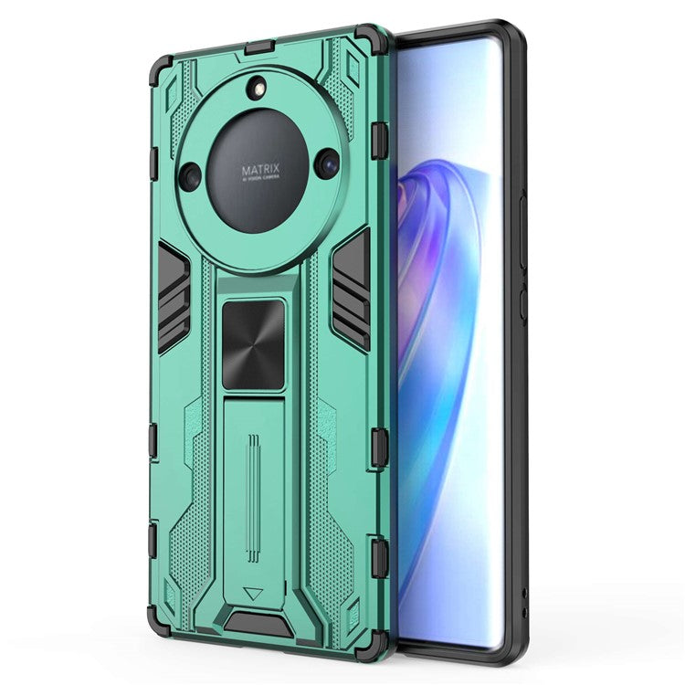 For Honor X40 5G Kickstand Protective Phone Case Drop-proof Hard PC Soft TPU Hybrid Cover - Green