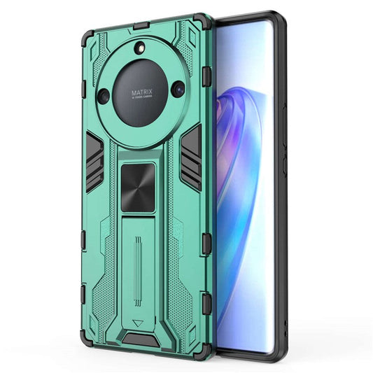 For Honor X40 5G Kickstand Protective Phone Case Drop-proof Hard PC Soft TPU Hybrid Cover - Green