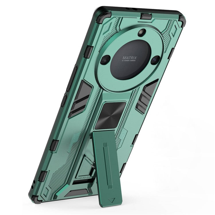 For Honor X40 5G Kickstand Protective Phone Case Drop-proof Hard PC Soft TPU Hybrid Cover - Green