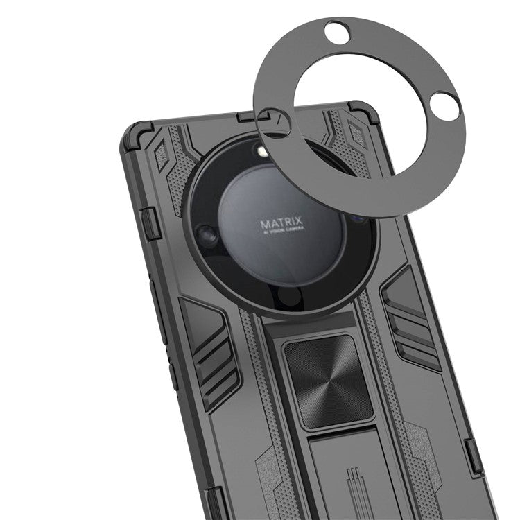 For Honor X40 5G Kickstand Protective Phone Case Drop-proof Hard PC Soft TPU Hybrid Cover - Green
