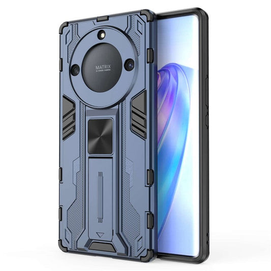 For Honor X40 5G Kickstand Protective Phone Case Drop-proof Hard PC Soft TPU Hybrid Cover - Blue