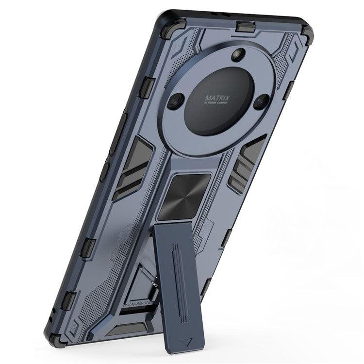 For Honor X40 5G Kickstand Protective Phone Case Drop-proof Hard PC Soft TPU Hybrid Cover - Blue