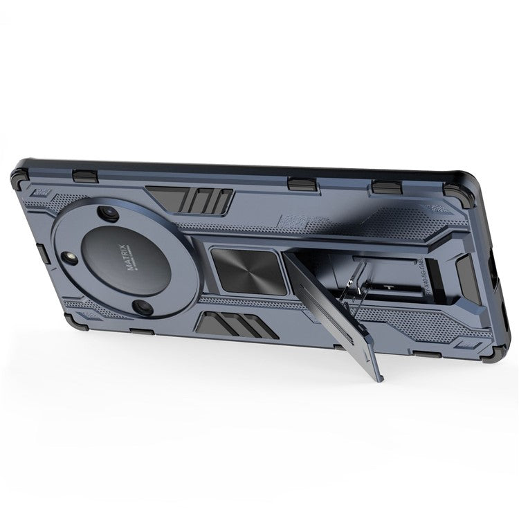 For Honor X40 5G Kickstand Protective Phone Case Drop-proof Hard PC Soft TPU Hybrid Cover - Blue