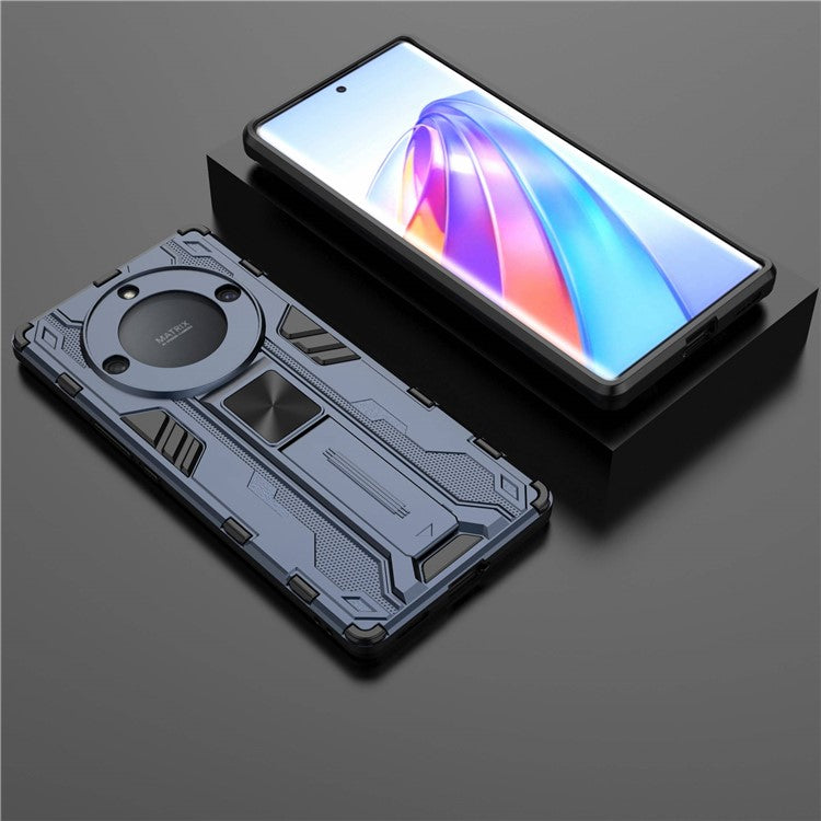For Honor X40 5G Kickstand Protective Phone Case Drop-proof Hard PC Soft TPU Hybrid Cover - Blue