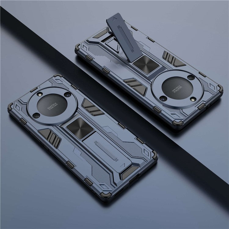 For Honor X40 5G Kickstand Protective Phone Case Drop-proof Hard PC Soft TPU Hybrid Cover - Blue