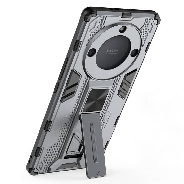 For Honor X40 5G Kickstand Protective Phone Case Drop-proof Hard PC Soft TPU Hybrid Cover - Grey
