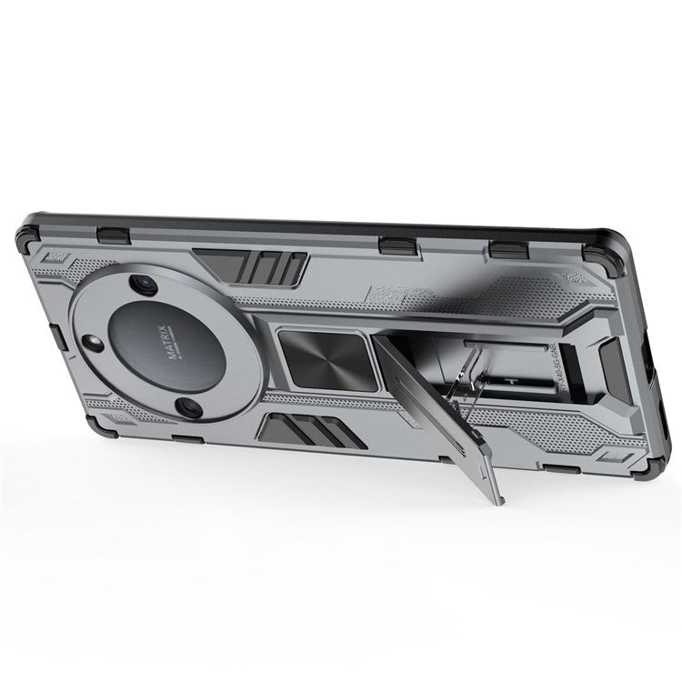 For Honor X40 5G Kickstand Protective Phone Case Drop-proof Hard PC Soft TPU Hybrid Cover - Grey